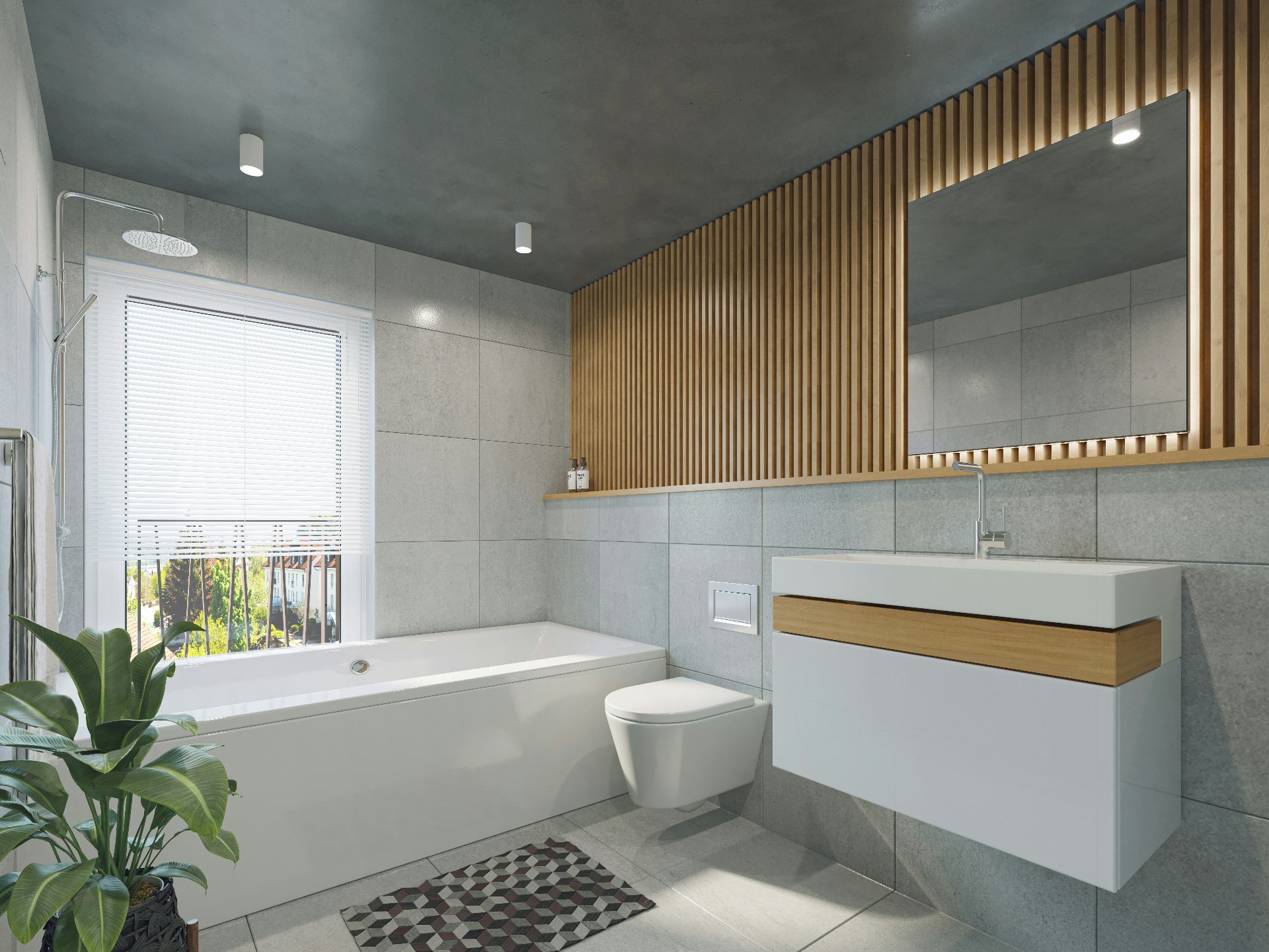 A modern, freshly serviced bathroom with clean lines, documented work, sign-off ready